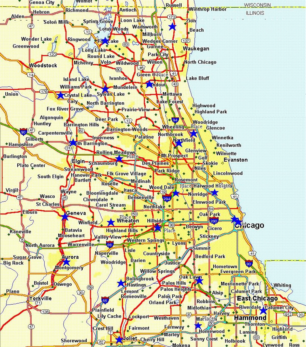 мапа на градот на Чикаго