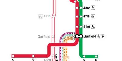 Чикаго воз мапата црвена линија