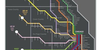Metra воз мапата Чикаго