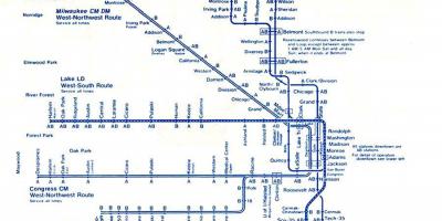 Карта на сина линија Чикаго