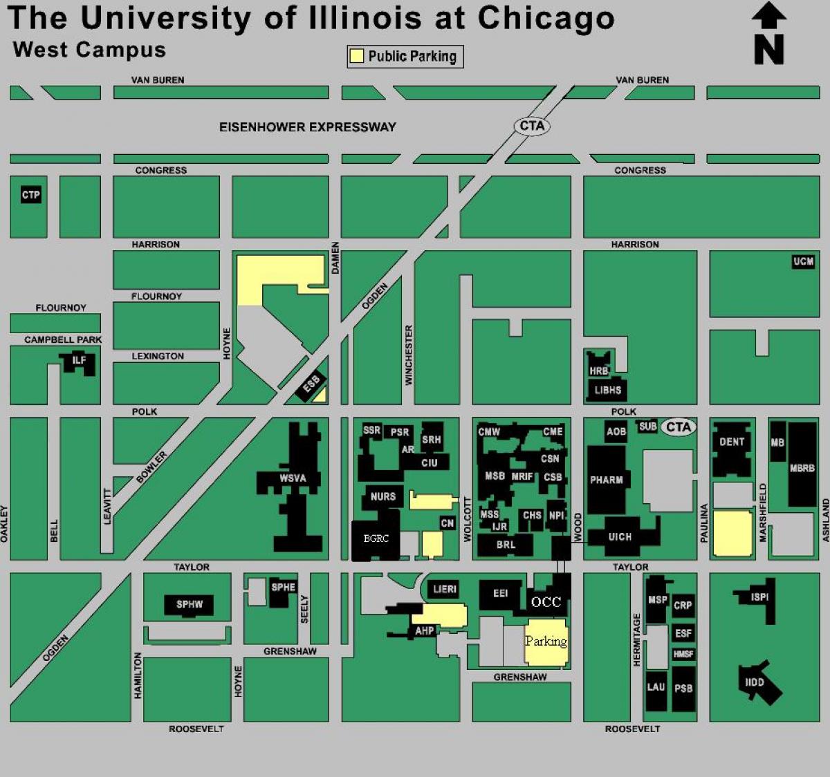 карта на UIC западниот кампус