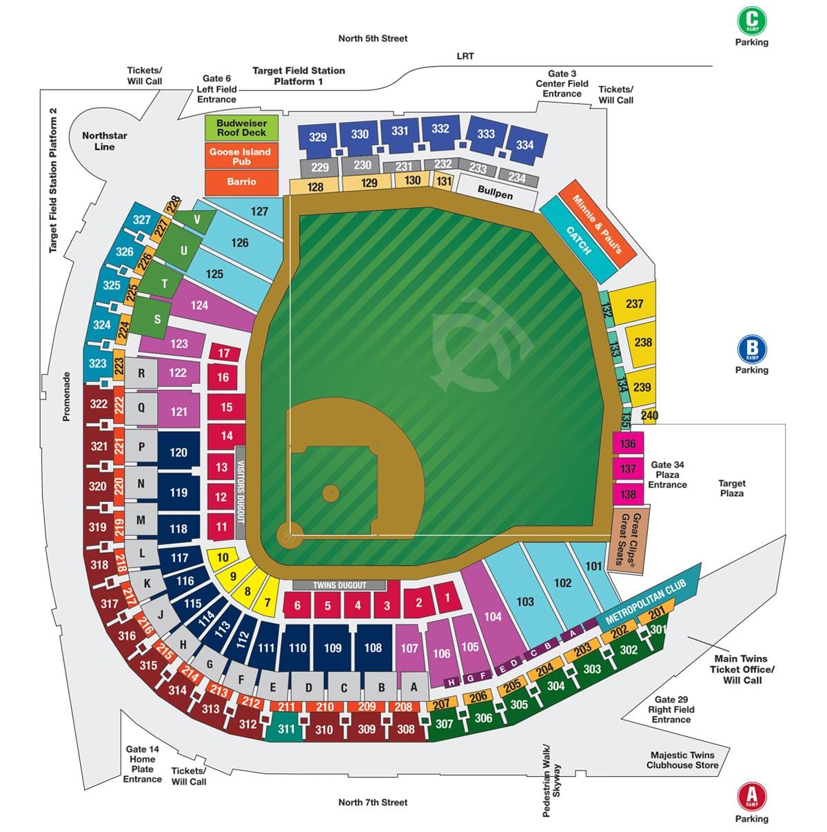 wrigley областа на седишта мапата со седиште броеви