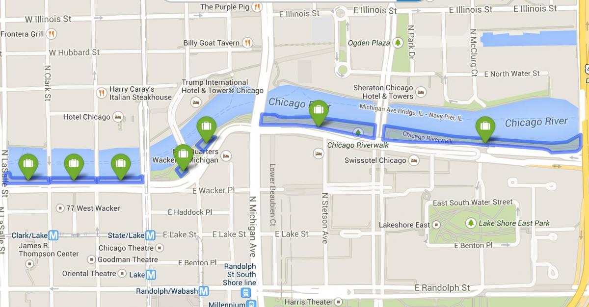 карта на riverwalk Чикаго