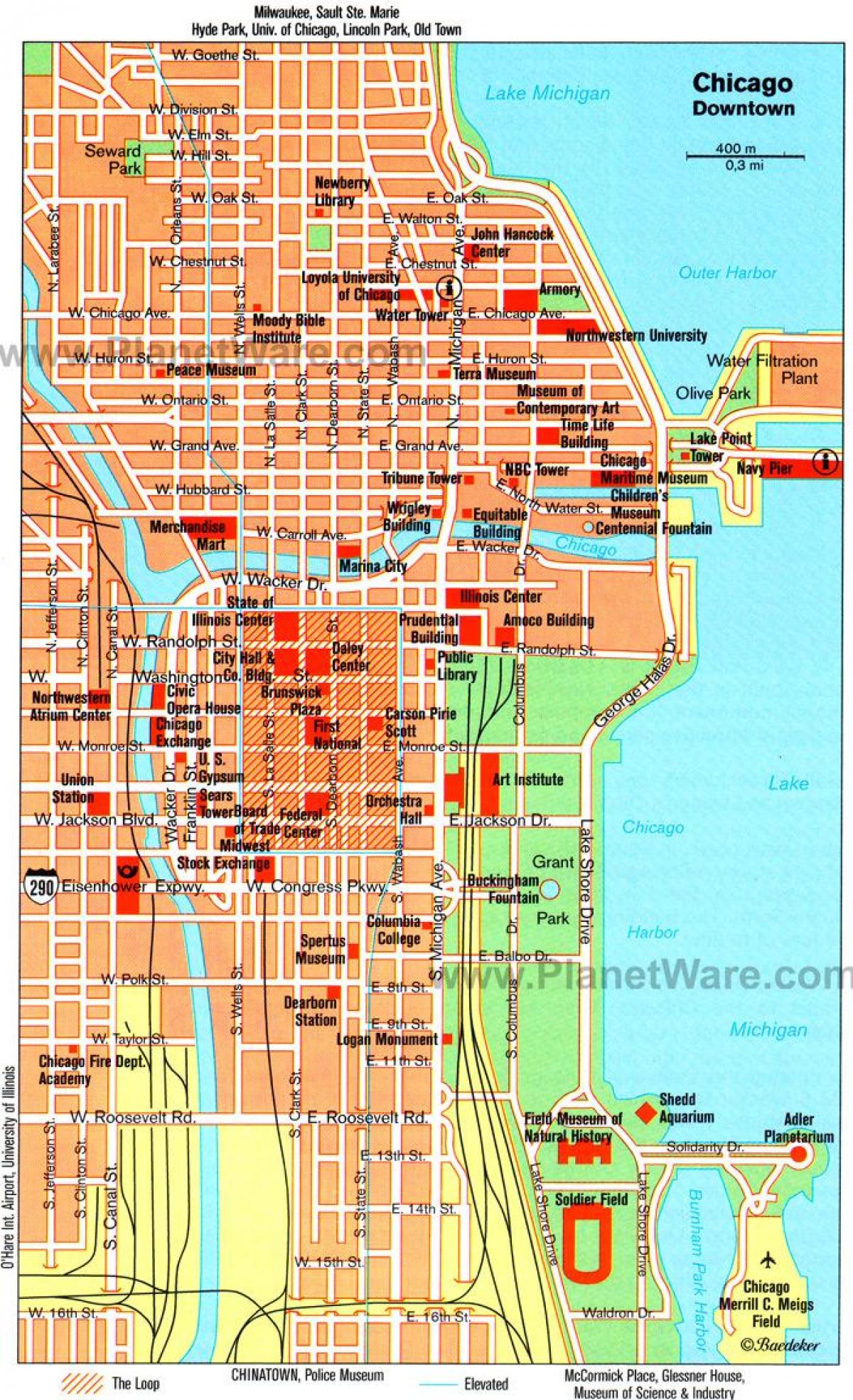 карта на Чикаго атракции