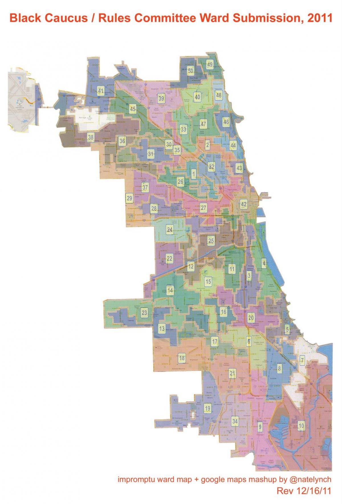 градот Чикаго одделение мапа