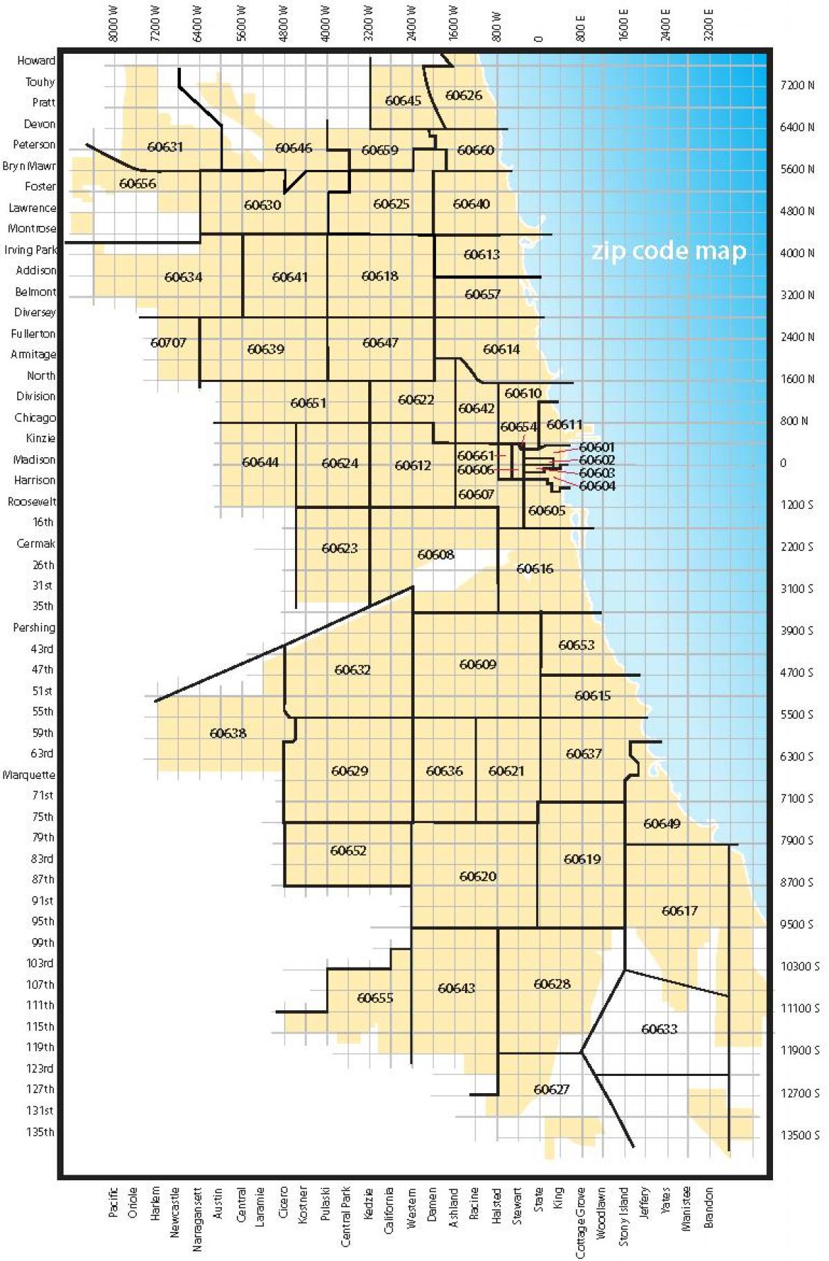 карта на Чикаго поштенски кодови