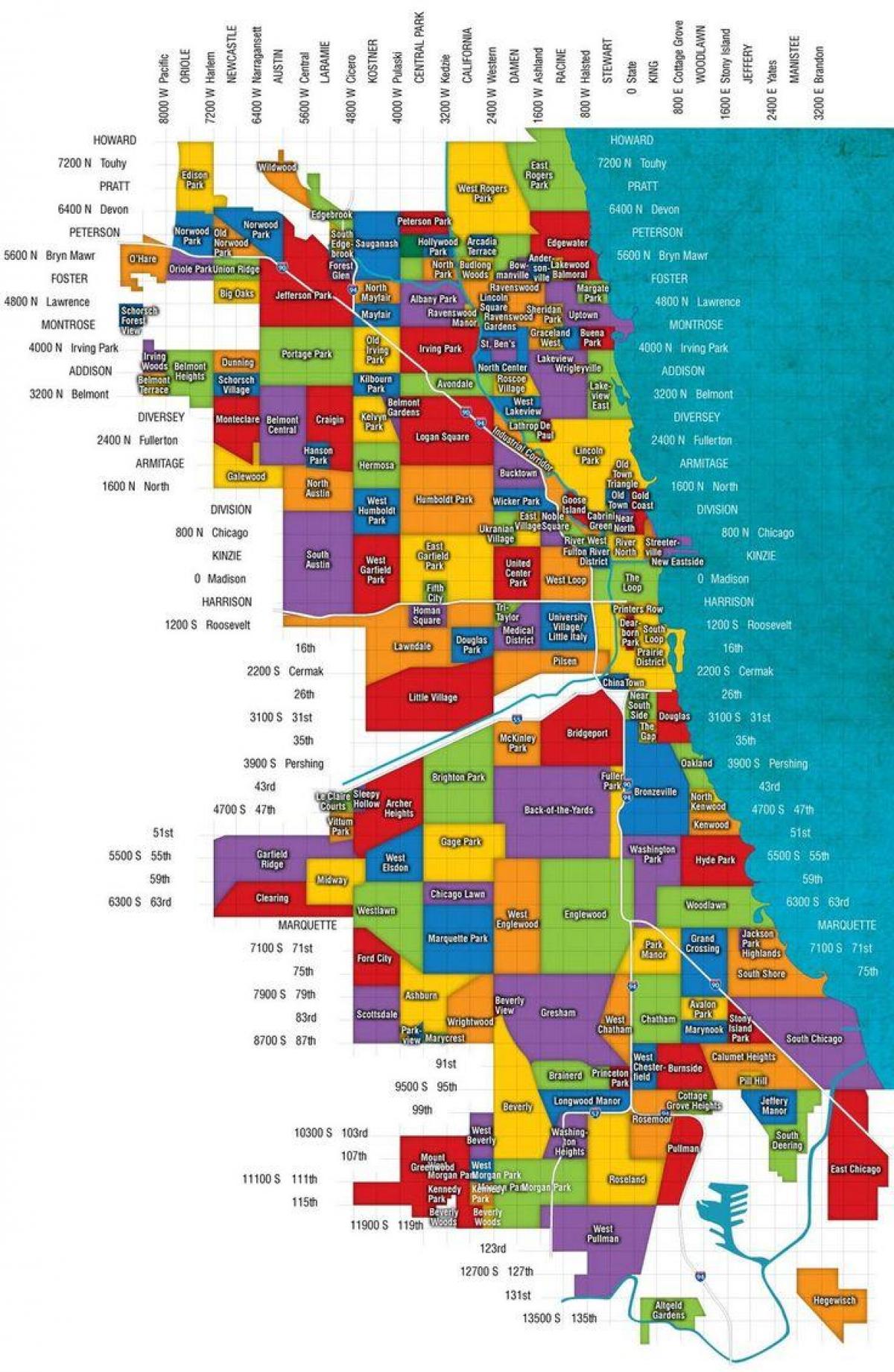 Чикаго и предградијата мапа