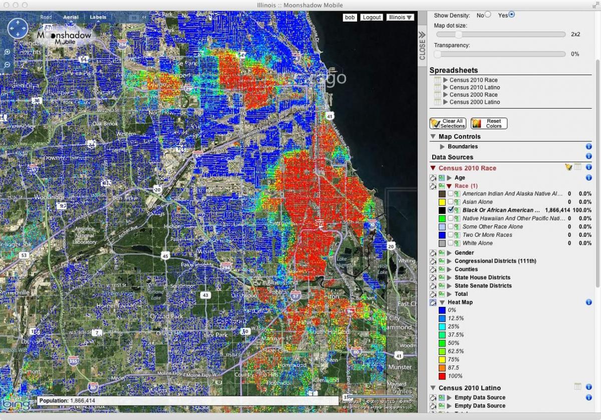 Чикаго снимање жариштата мапа