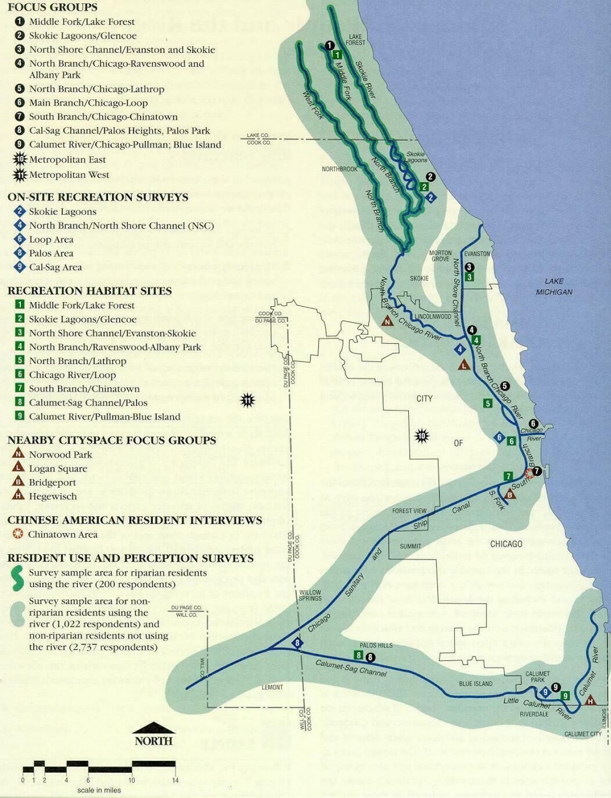 мапа на реката Чикаго