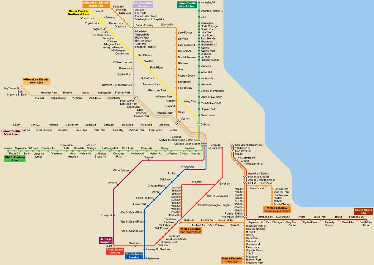 Чикаго јавниот превоз мапа