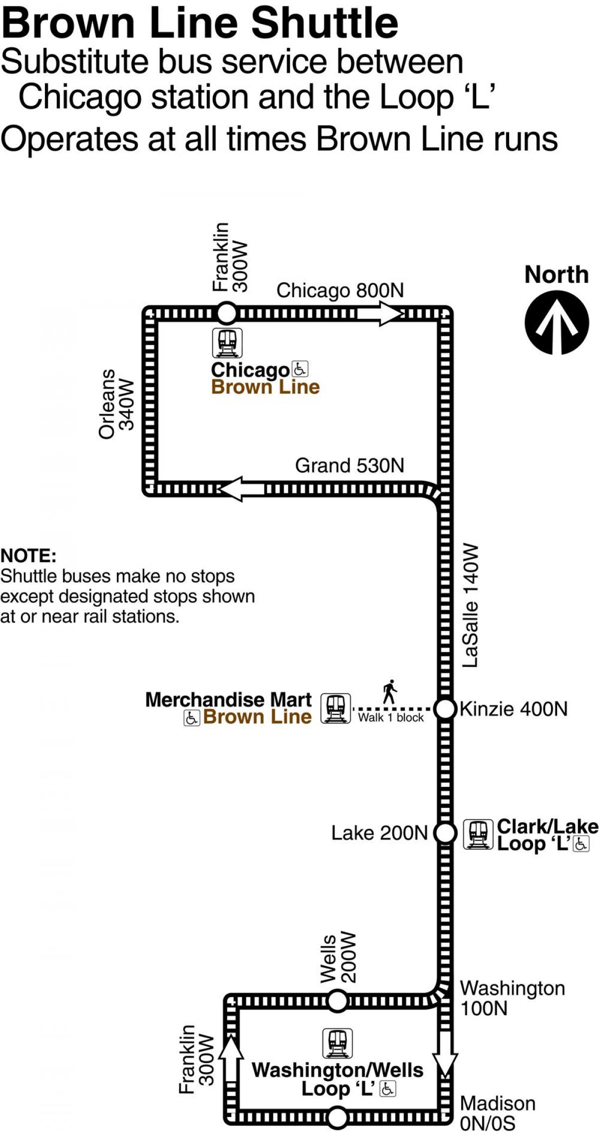 Чикаго браун линија мапа
