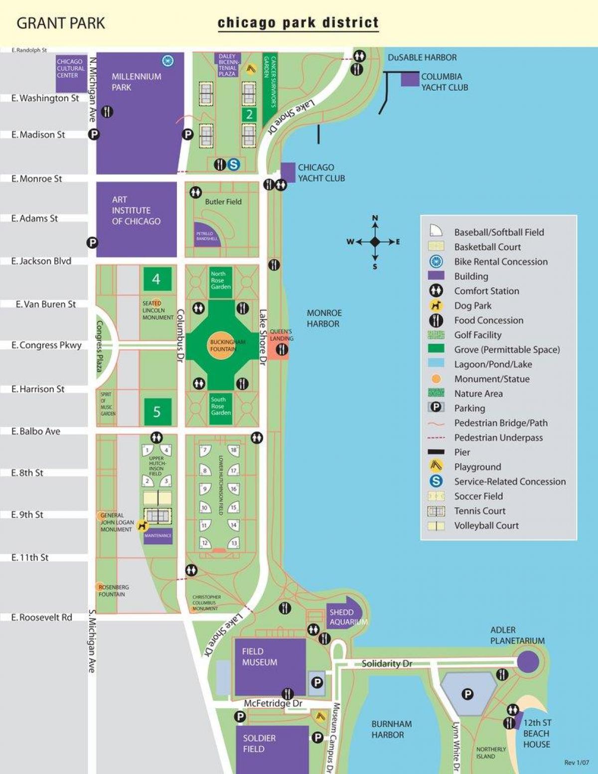 карта на грант парк, Chicago