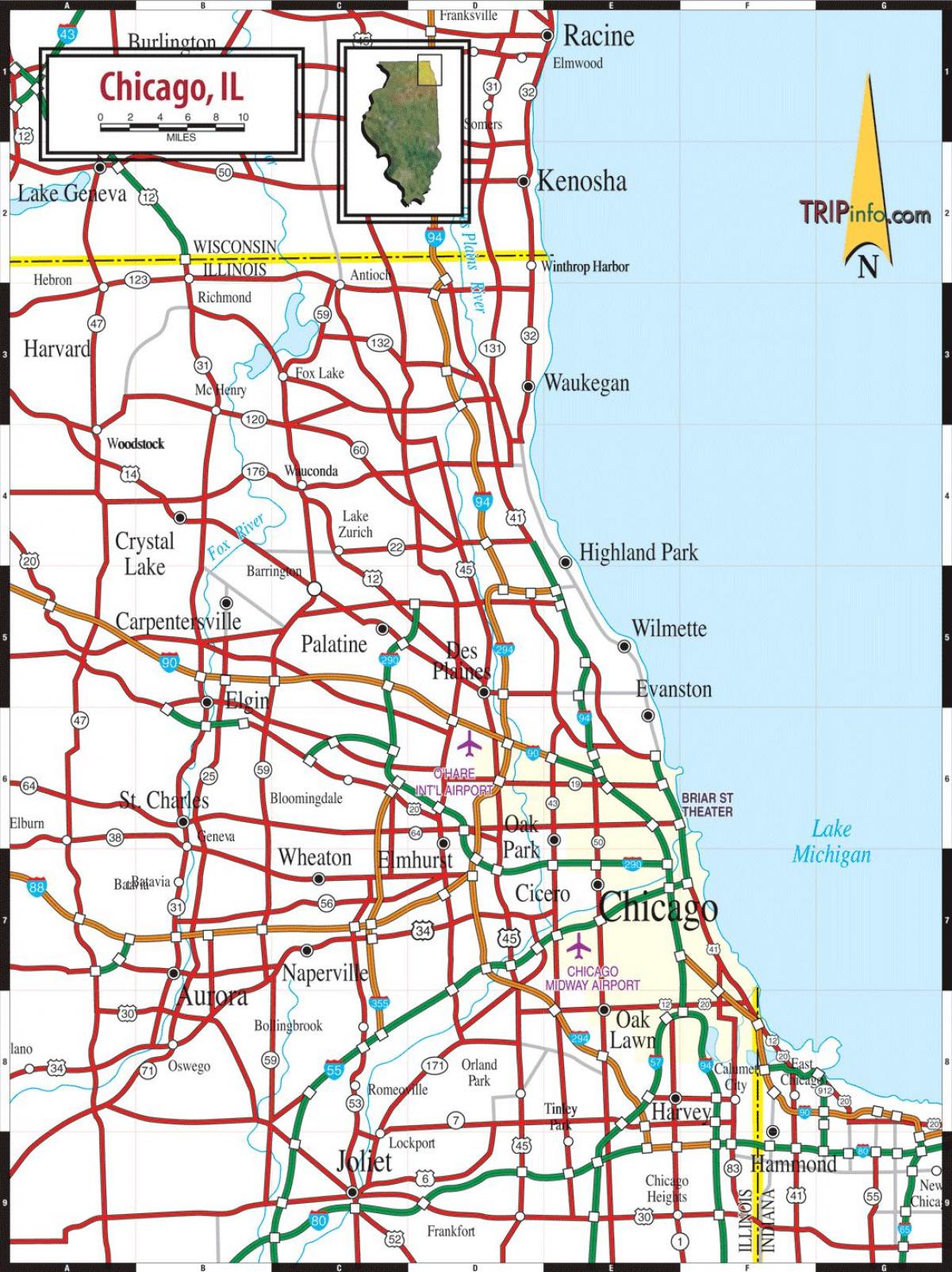 карта на Чикаго ил