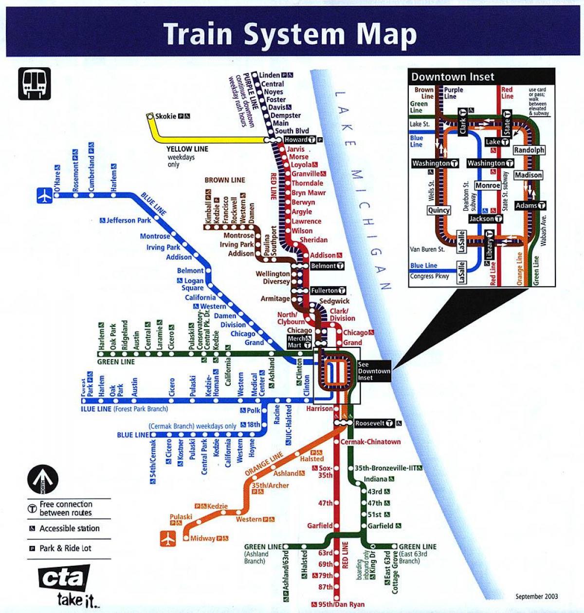 Чикаго метро линии на мапа