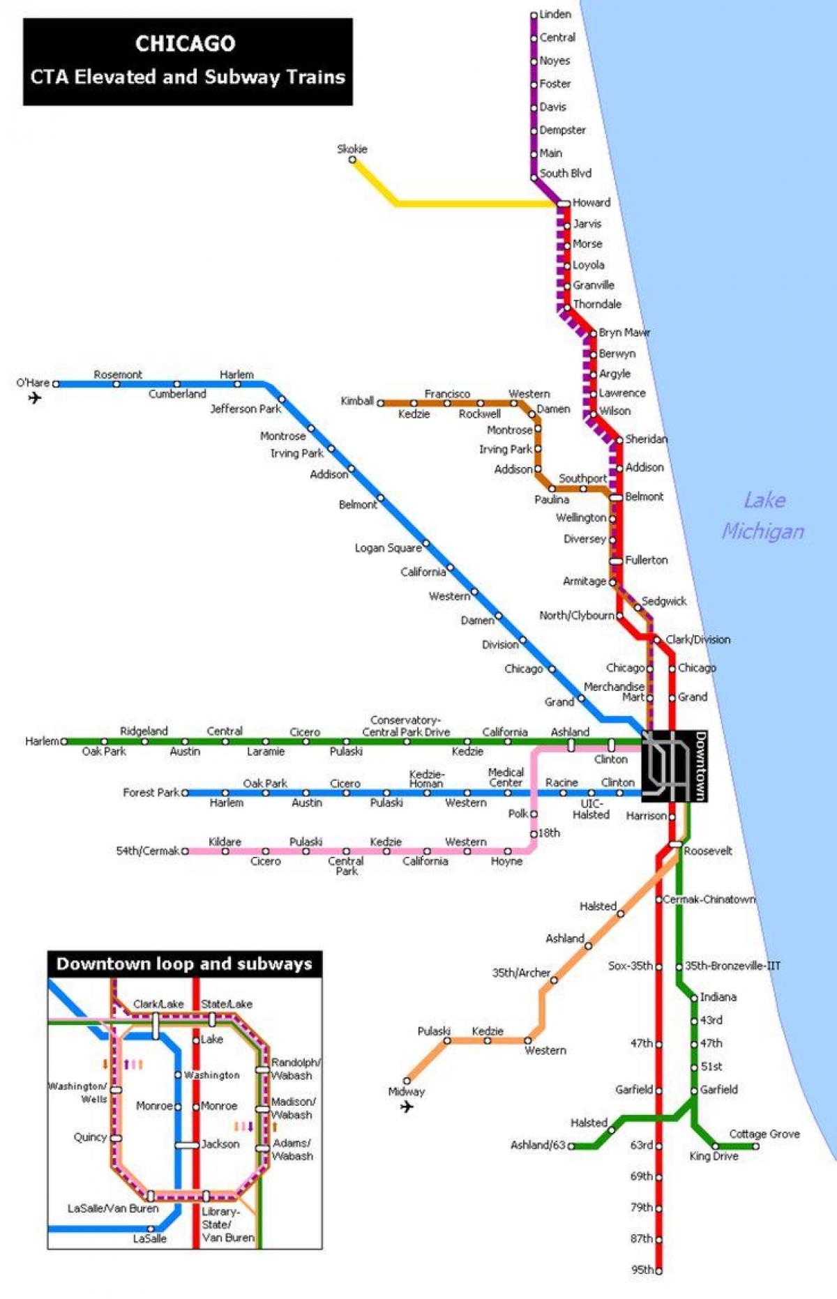 Чикаго метро станица на мапа