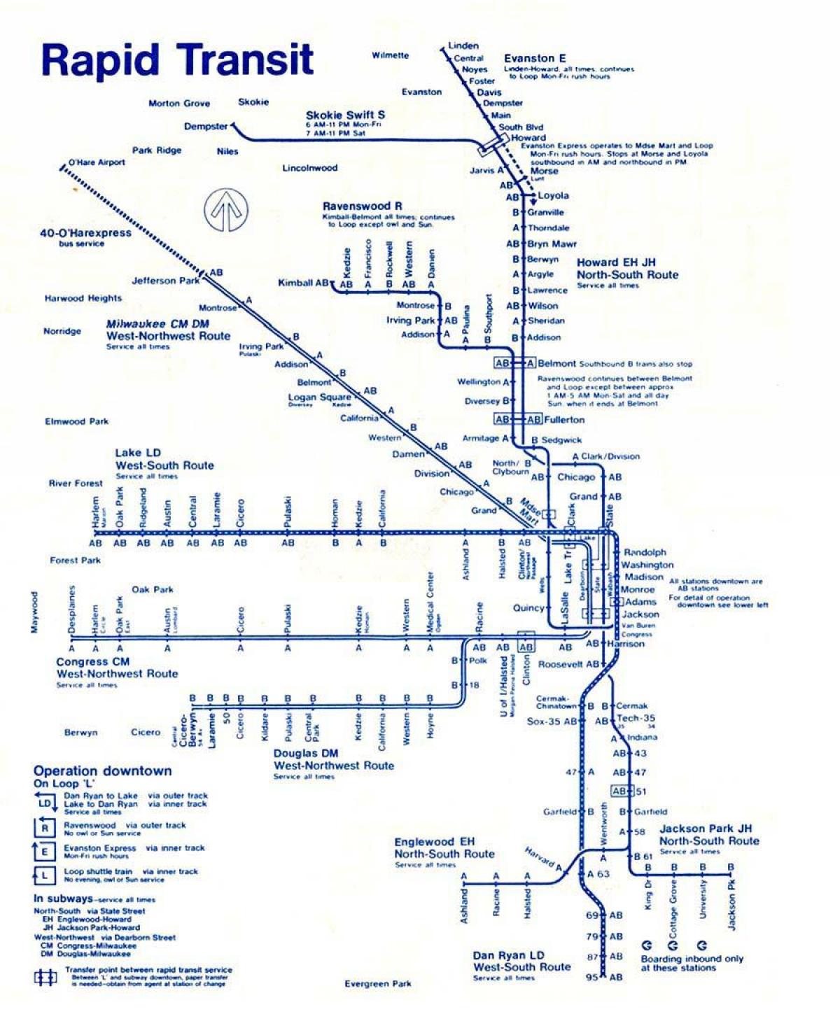 карта на сина линија Чикаго