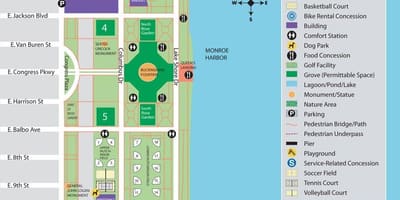 Карта на грант парк, Chicago